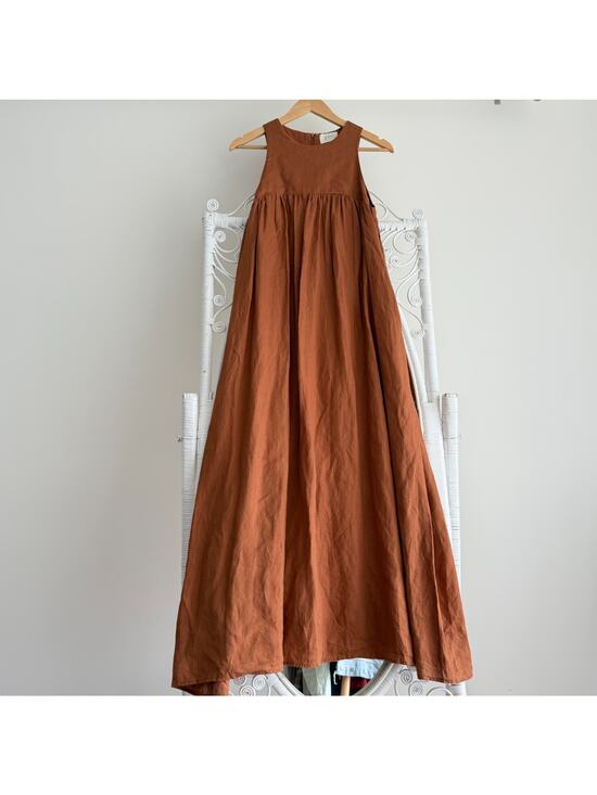 DISSH Dresses & Skirts - DISSH Linen Maxi Dress 6 Teracotta Minimalist Quiet Luxury Natural Earthy Boho